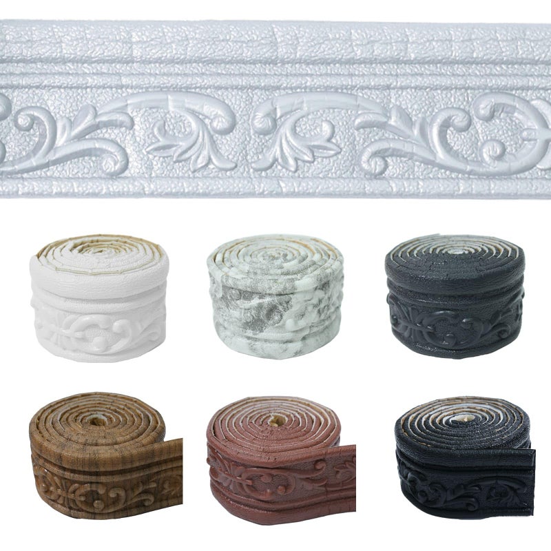 WAPANE 90 x 31 Peel Stick Foam Molding Trim Self Adhesive Crown Molding Wallpaper Border Flexible 3D Wall Edging Lines Foam Baseboard Wall Base Moulding Trim for Home Hotel DIY Decoration