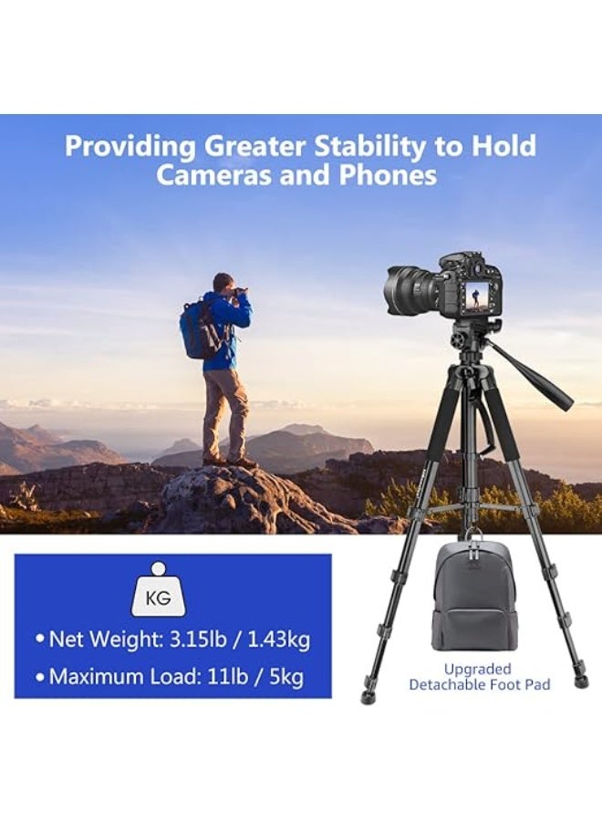 Aureday 74’’ Camera Tripod - Lightweight & Durable Travel Tripod with Wireless Remote for DSLR, Phones & More - Image 2