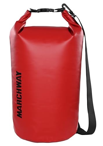 MARCHWAY Floating Waterproof Dry Bag Backpack 5L/10L/20L/30L/40L, Roll Top Sack Keeps Gear Dry for Kayaking, Rafting, Boating, Swimming, Camping, Hiking, Beach, Fishing (Red, 10L) - Image 1
