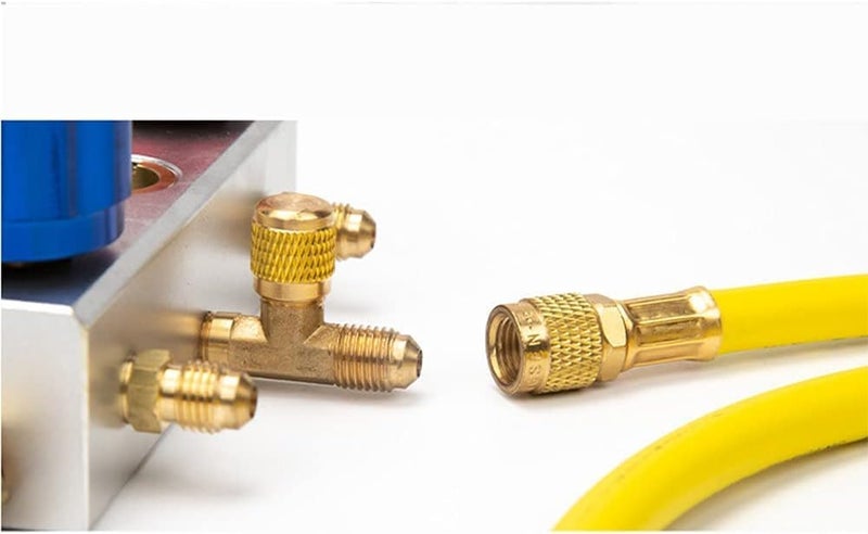 OneLink R410a Refrigeration Gas AC Charging Hose 3 Colour 14516 SAE Thread Brass Fitting Nuts 8004000 PSI Hose 3pcs 5Ft Long air conditioner charging hose - Image 3