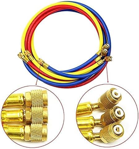 OneLink R410a Refrigeration Gas AC Charging Hose 3 Colour 14516 SAE Thread Brass Fitting Nuts 8004000 PSI Hose 3pcs 5Ft Long air conditioner charging hose - Image 2