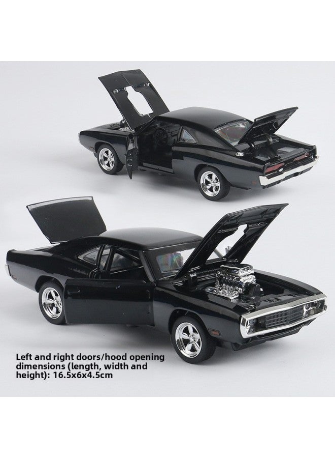 Jianyuan 1:32 Dodge Alloy Car Model Vintage Muscle Sports Car Back To Open The Door Toy Car 32011 Boxed-Color:Black  - Image 1