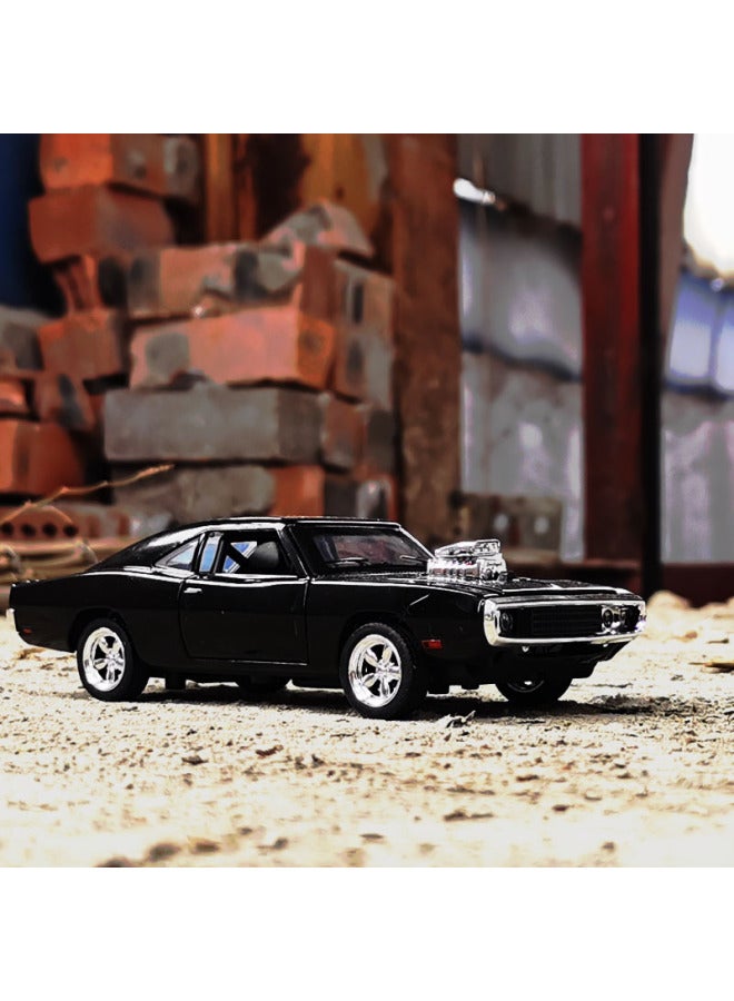 Jianyuan 1:32 Dodge Alloy Car Model Vintage Muscle Sports Car Back To Open The Door Toy Car 32011 Boxed-Color:Black  - Image 2