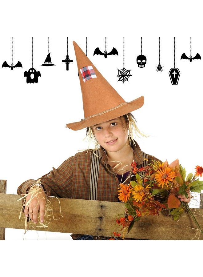 Satinior 2 Pieces Halloween Scarecrow Hats Felt Scarecrow Witch Hats Halloween Costume Scarecrow Hats For Halloween Cosplay Party Brown And Black Medium - Image 3