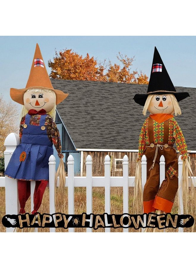 Satinior 2 Pieces Halloween Scarecrow Hats Felt Scarecrow Witch Hats Halloween Costume Scarecrow Hats For Halloween Cosplay Party Brown And Black Medium - Image 4