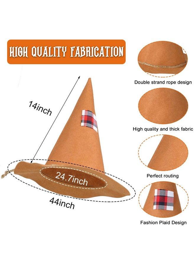 Satinior 2 Pieces Halloween Scarecrow Hats Felt Scarecrow Witch Hats Halloween Costume Scarecrow Hats For Halloween Cosplay Party Brown And Black Medium - Image 5