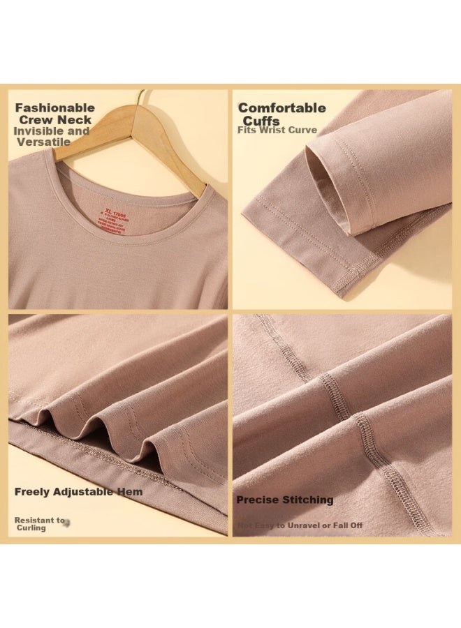 Gujin Autumn Winter Fleece Lined Thermal Set Women's Long Sleeve Round Neck Thickened Warm Underwear - Image 5