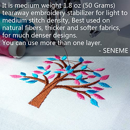 Seneme Tear Away Embroidery Stabilizer (12 in x 50 yd), Stabilizer for Embroidery Fits 6x10 Hoops - Medium 1.8 oz Tearaway Mesh Embroidery Stabilizer - Machine Embroidery Stabilizers and Hand Sewing - Image 5