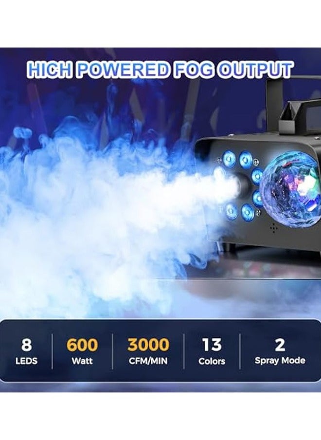 LEXIN Fog Machine with Disco Ball Lights, 600W and 3000CFM with 13 Colorful LED Lights Effect, Wireless Remote Control, Suitable for Parties, Wedding, and DJ Stage, Indoor  - Image 4