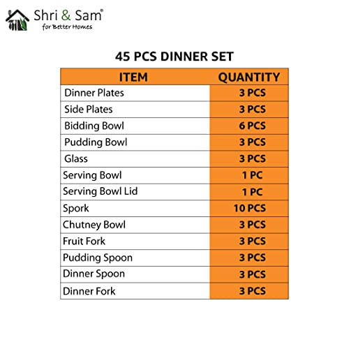 Shri & Sam Designer Stainless Steel SolidShagun Laser Bloom Dinner Set, 45 Pieces - Image 2