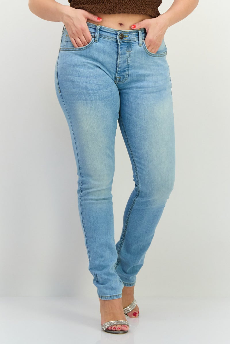 CROSSHATCH Women Slim Fit Washed Stretchable Jeans, Washed Blue - Image 1