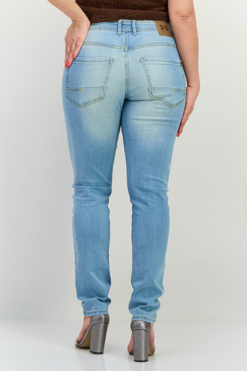 CROSSHATCH Women Slim Fit Washed Stretchable Jeans, Washed Blue - Image 4