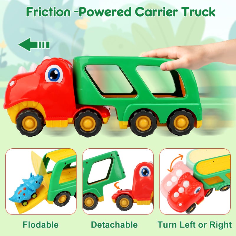 Nicmore Toddler Toys Car Dinosaur Truck for Boys: Toys for 2 3 4 5 Year Old Boy Girl | Carrier Truck Dinosaur Trucks for Kids 3-5 Toys for Age 2-3 2-4 18-24 Month Birthday Gifts for Boy - Image 5