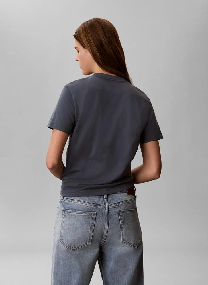 Calvin Klein Jeans  Logo Embroidery Mock Neck T-Shirt for Women | Best Price UAE