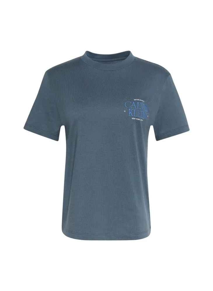 Calvin Klein Jeans  Logo Embroidery Mock Neck T-Shirt for Women | Best Price UAE
