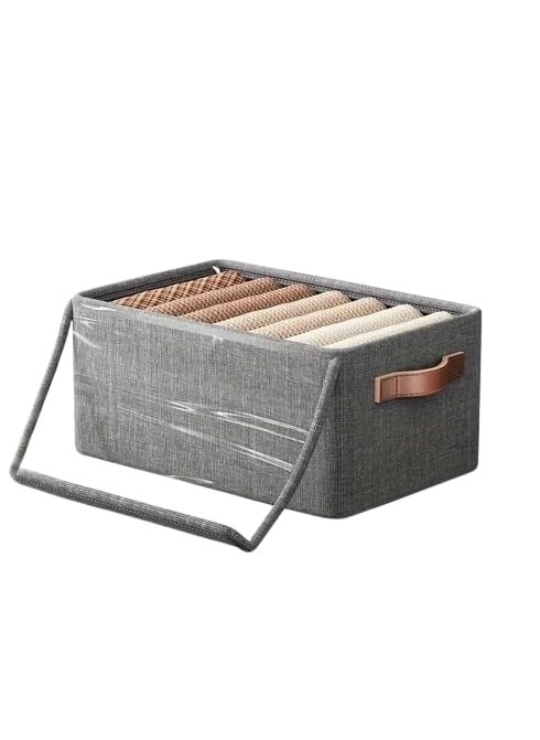 SEYROLIN - SEYROLIN 26 Litre Storage Box With Lid Folding Storage Box With Handles Durable Clothes Basket For BlanketPantsJeansSweaters Spacesaving Storage Organizer - Image 1