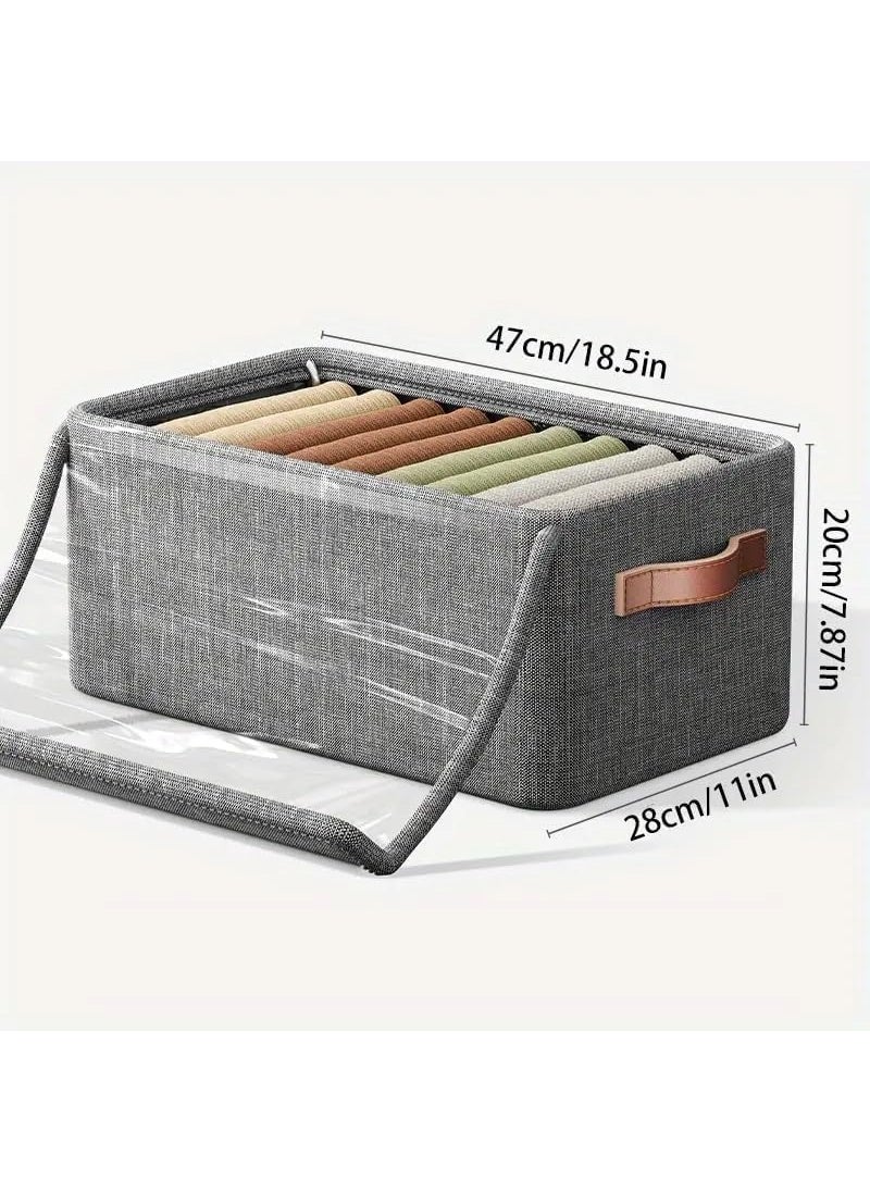 SEYROLIN - SEYROLIN 26 Litre Storage Box With Lid Folding Storage Box With Handles Durable Clothes Basket For BlanketPantsJeansSweaters Spacesaving Storage Organizer - Image 1