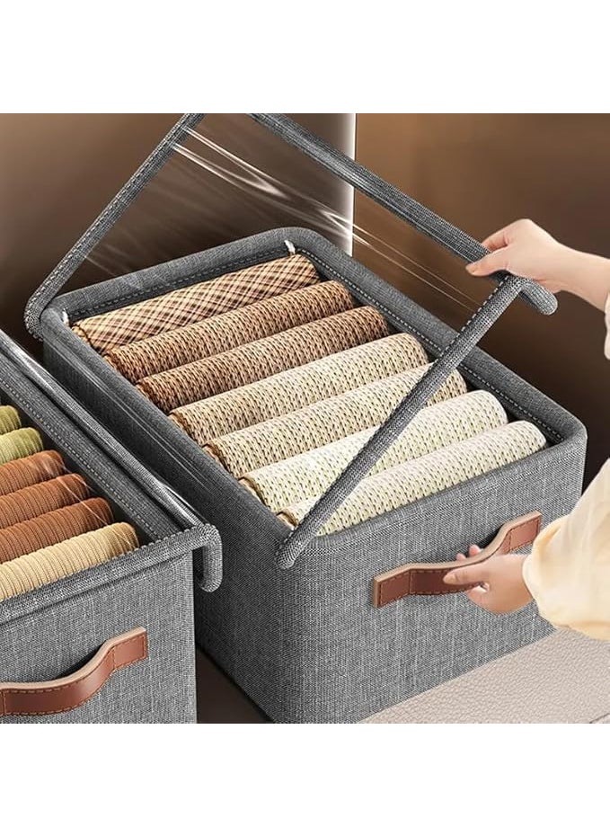 SEYROLIN - SEYROLIN 26 Litre Storage Box With Lid Folding Storage Box With Handles Durable Clothes Basket For BlanketPantsJeansSweaters Spacesaving Storage Organizer - Image 1