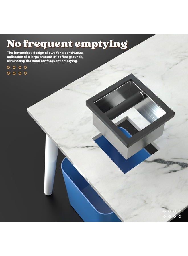 Bulipu Bottomless Coffee Knock Box, Stainless Steel Espresso Knock Box Chute for Coffee Grounds, Counter Mounted Knock Box, Open Bottom Countertop Knock Box for Commercial Coffee Shop Office Home - Image 3