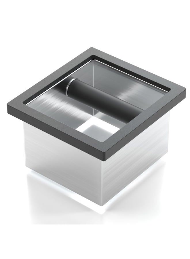 Bulipu Bottomless Coffee Knock Box, Stainless Steel Espresso Knock Box Chute for Coffee Grounds, Counter Mounted Knock Box, Open Bottom Countertop Knock Box for Commercial Coffee Shop Office Home - Image 1