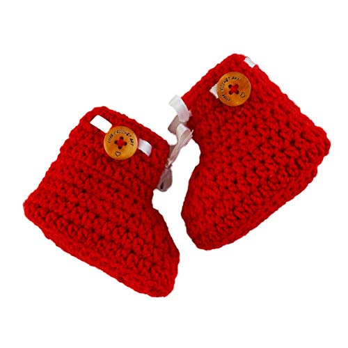 LOVE CROCHET ART Unisex Baby Handmade Crochet Baby Shoes Baby Booties Knitted Booties (Red, 6-12 Month) - Image 4