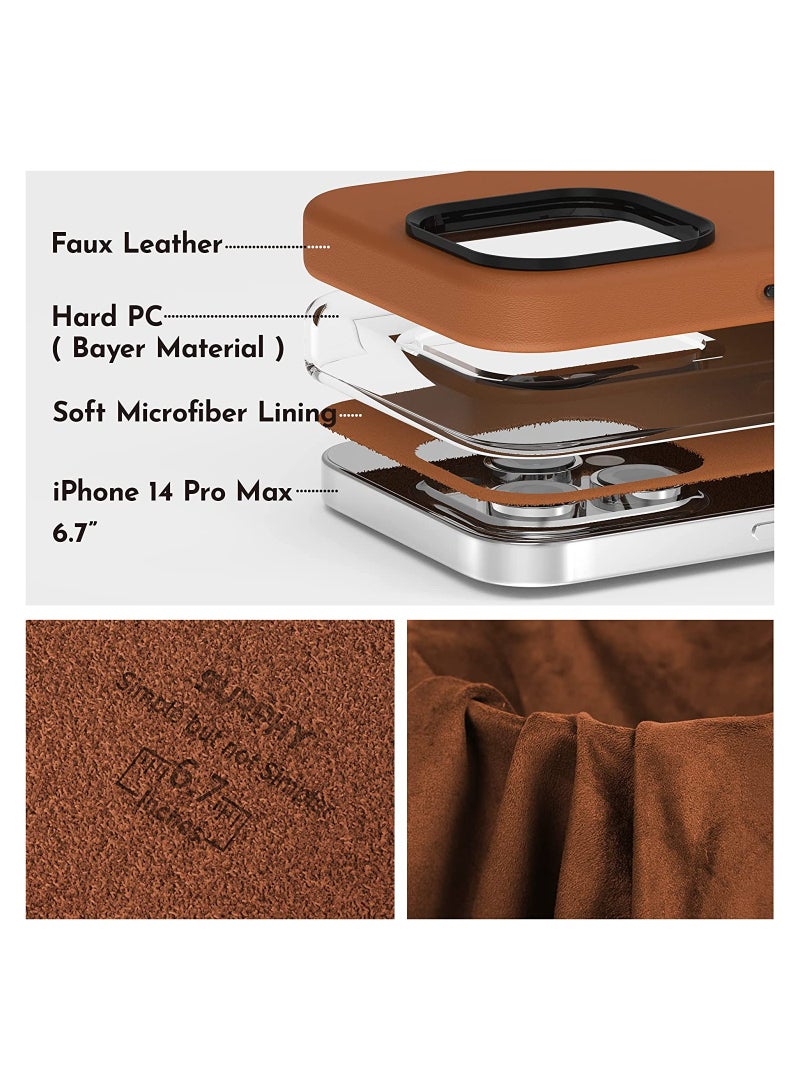 Leather Case Compatible with iPhone 14 Pro Max Case 6.7 inch, Premium PU Leather Phone Case Cover (with Metallic Buttons & Microfiber Lining) - Image 2