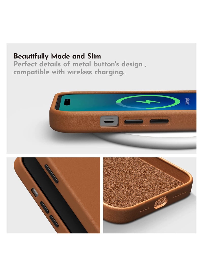 Leather Case Compatible with iPhone 14 Pro Max Case 6.7 inch, Premium PU Leather Phone Case Cover (with Metallic Buttons & Microfiber Lining) - Image 3