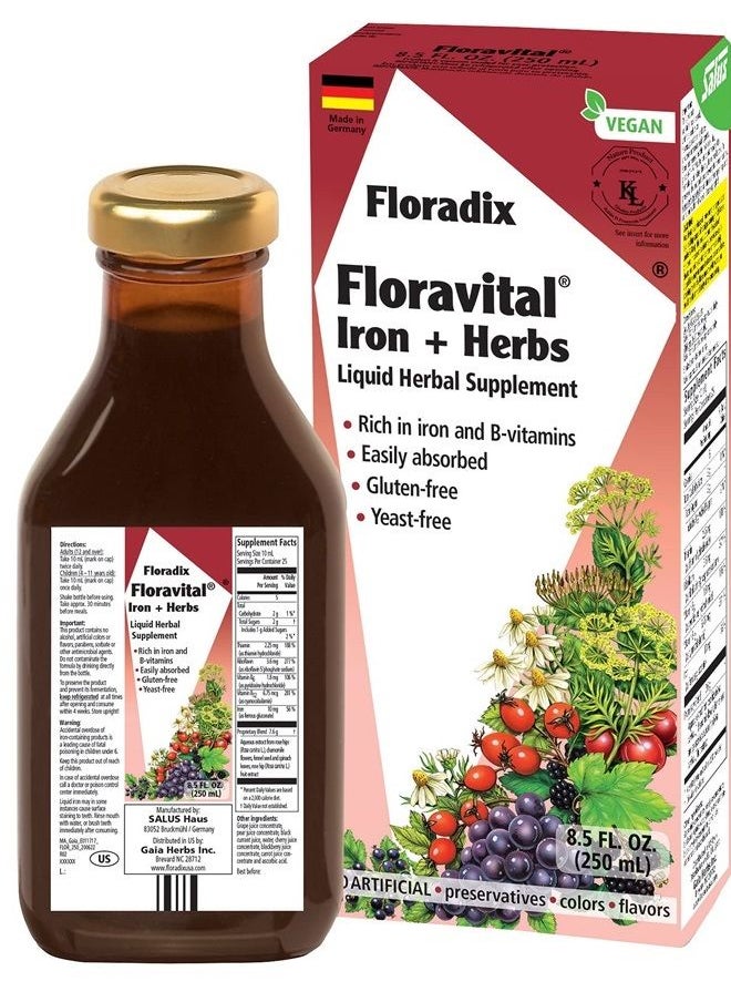 FLORA - Floravital Iron & Herbs, Gluten Free, Vegan, Liquid, by Salus, 8.5 Fl Oz - pzsku/Z487024C1474548DD5AF6Z/45/_/1689269386/d72d56be-ef25-4d5b-b0e3-e64c002eb561