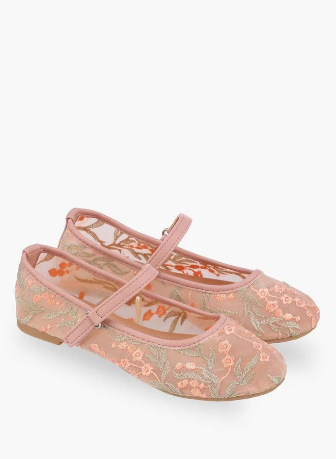 Flora Bella By Shoexpress Girls Hook & Loop Ballerina Shoes