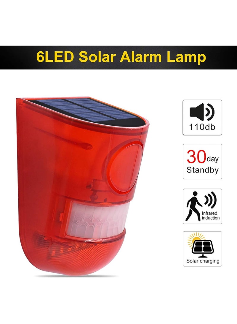 general 6 LED Solar Motion Sensor with Sound Alarm with 110 dB Warning Warning Light with Motion Sensor Waterproof - Image 2
