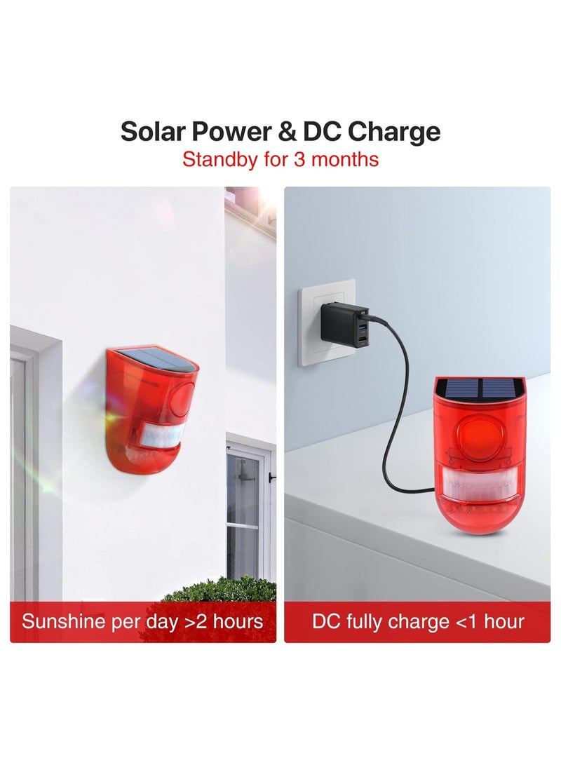 general 6 LED Solar Motion Sensor with Sound Alarm with 110 dB Warning Warning Light with Motion Sensor Waterproof - Image 4