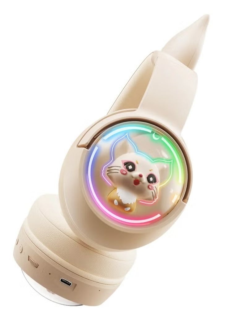 BGM - B5 RGB Bluetooth Wireless Gaming Headset with Cat Ear Design – Premium Stereo Sound, Noise-Canceling Mic, Comfortable Over-Ear Cushions, Adjustable Headband, RGB Lighting – Compatible with PC, PS4, Xbox, Mobile Devices – Pink - Image 1