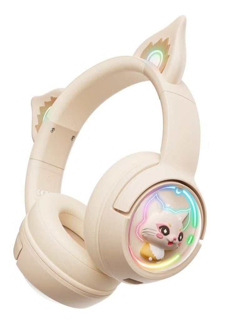 BGM - B5 RGB Bluetooth Wireless Gaming Headset with Cat Ear Design – Premium Stereo Sound, Noise-Canceling Mic, Comfortable Over-Ear Cushions, Adjustable Headband, RGB Lighting – Compatible with PC, PS4, Xbox, Mobile Devices – Pink - Image 1