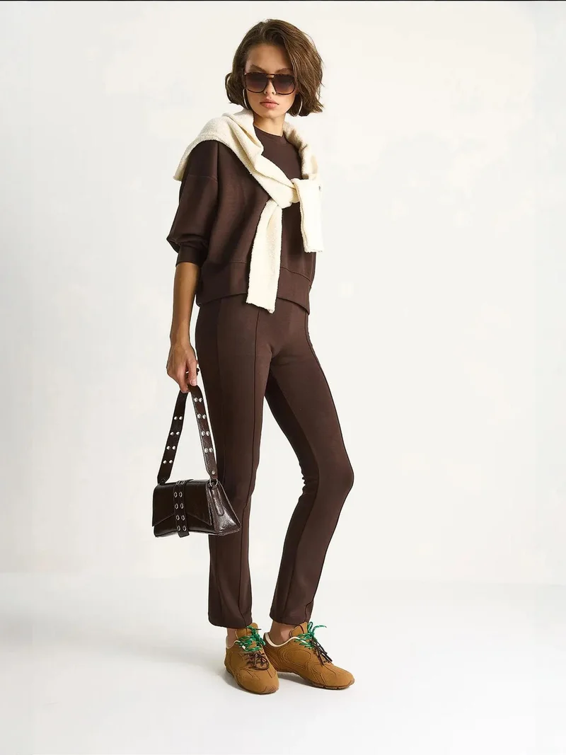 Bianco Lucci LUCCI Fitted Long Sleeve Crew Neck Two-Piece Set