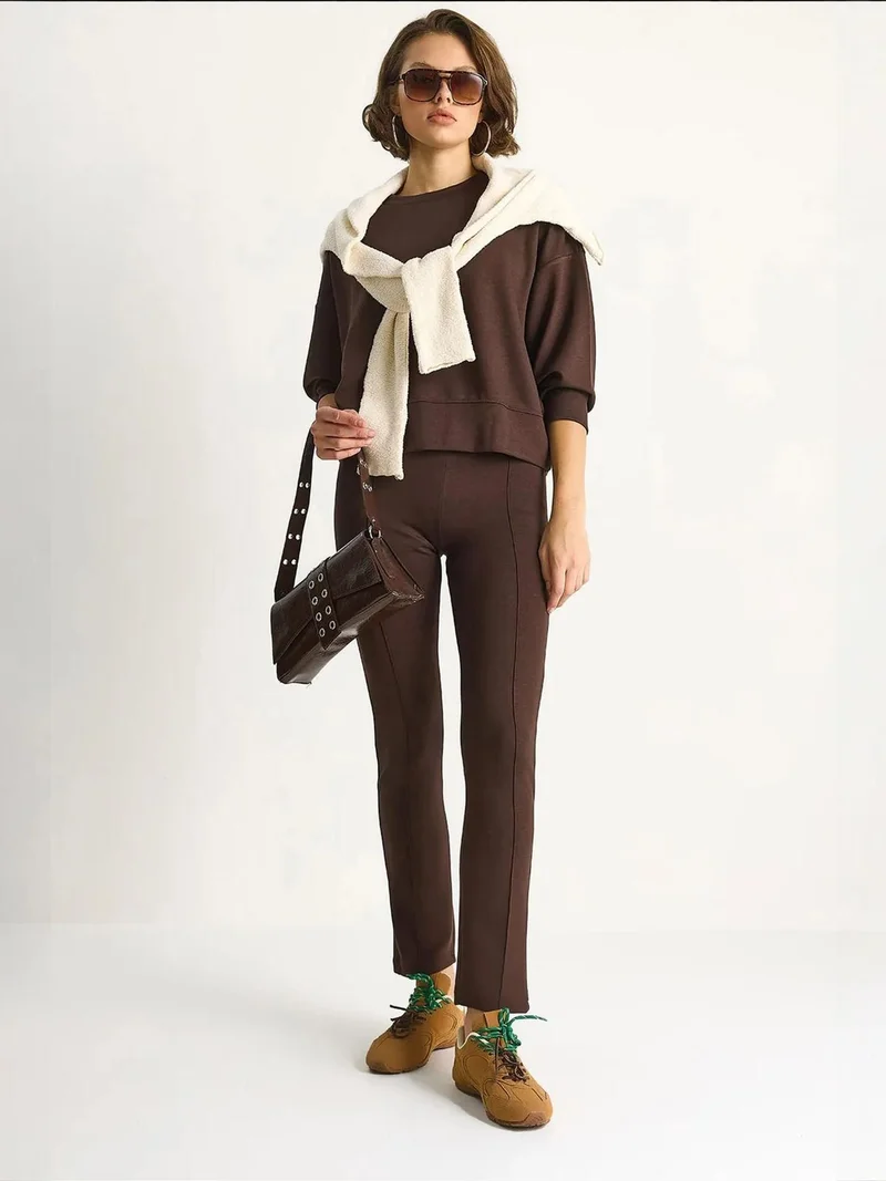 LUCCI Fitted Long Sleeve Crew Neck Two-Piece Set