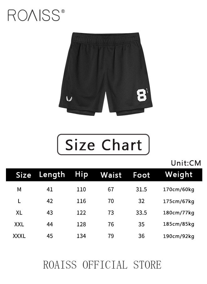 roaiss Men Functional Sports Fitness Pants Double Layer Skin Friendly Fabric Breathable Wear Resistant Quick Drying Material Training Pants Lined with Pockets  - Image 4