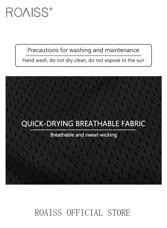 roaiss Men Functional Sports Fitness Pants Double Layer Skin Friendly Fabric Breathable Wear Resistant Quick Drying Material Training Pants Lined with Pockets  - Image 5