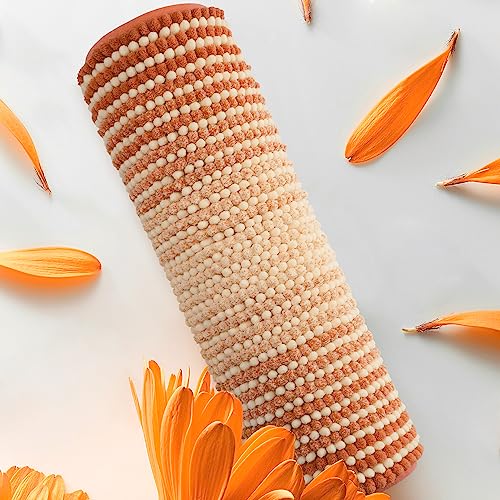 BSICPRO Bath Mat, Non Slip 20 x 32 Inches Water Absorbent Chenille Bathroom Floor Mat Machine Washable (Pumpkin Orange and Cream) - Image 1