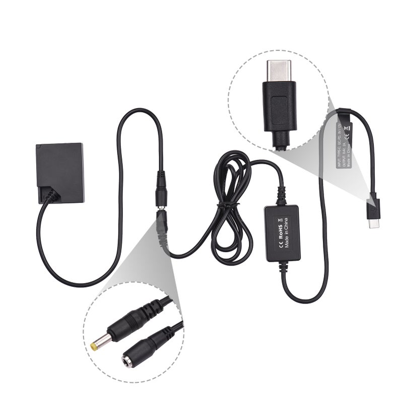 NP-W126 Dummy Battery: Black High-conversion Chip PD Fast Charging Type-C Dummy Coupler - Power Indicator 8.4V/2A Output W126 Battery for Fujifilm Long-time Photography & X-Series Cameras - Image 5