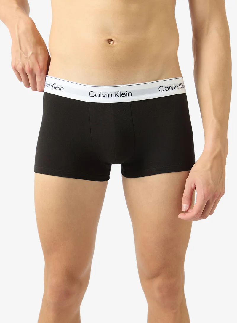 Calvin Klein Black/Black/Black 3 Pack Low Rise Trunks - Icon Cotton Stretch for Men | Best Price UAE