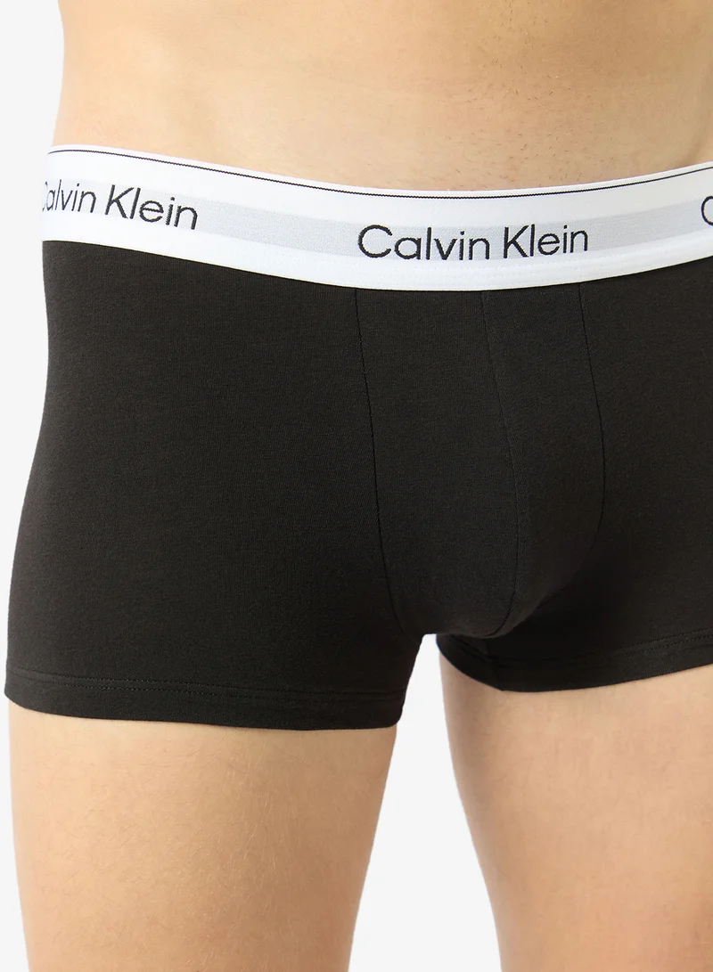 Calvin Klein Black/Black/Black 3 Pack Low Rise Trunks - Icon Cotton Stretch for Men | Best Price UAE