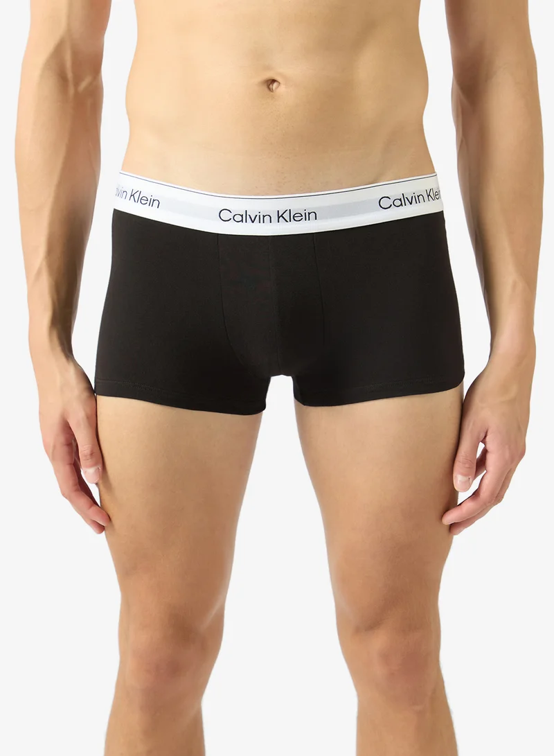Calvin Klein Black/Black/Black 3 Pack Low Rise Trunks - Icon Cotton Stretch for Men | Best Price UAE