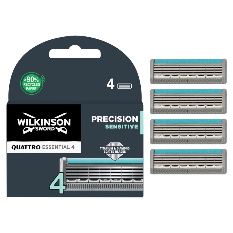 Wilkinson Sword Quattro Titanium Sensitive Razor Blade, 4 Count - Image 1
