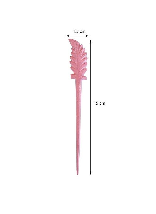 Salvus App SOLUTIONS Marble Handmade Pink Leaf Hair Stick/Juda Pin For Women & Girls  - Image 3