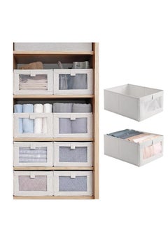 DUNISO Wardrobe Clothes Organizer, 2pcs Jeans Storage Box, Visible Drawer Organizers for Clothing, Foldable Closet Storage Basket, Washable Drawer Box  - Image 1