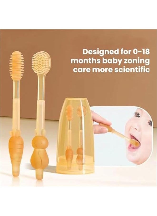 HOOKOR - Baby Toothbrush Set, Silicone Baby Tongue Cleaner, 0-18M Infant 360 Degree Toddler Oral Care Toothbrush, Toothbrush + Tongue Brush + Finger Toothbrush with Cup for Training - Image 1