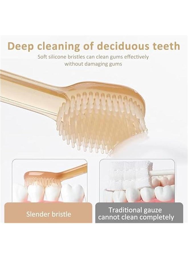 HOOKOR - Baby Toothbrush Set, Silicone Baby Tongue Cleaner, 0-18M Infant 360 Degree Toddler Oral Care Toothbrush, Toothbrush + Tongue Brush + Finger Toothbrush with Cup for Training - Image 1