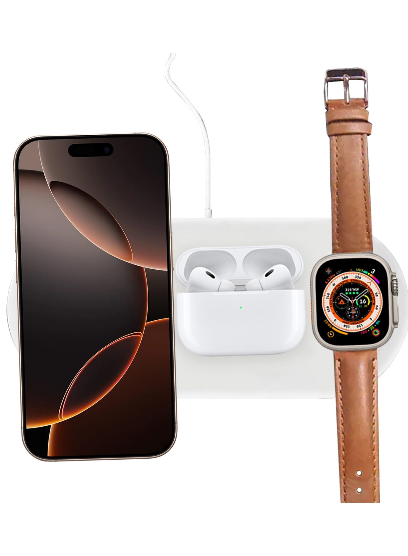 iPhone 15 Pro Charging Station 3 in 1 Faster Mag-Safe Qi Wireless Charger Stand Wireless Charging Pad for iPhone 15 for iWatch Ultra2 Ultra 8/7/SE/6/5/4/3/2/1 Pods pro/2/3