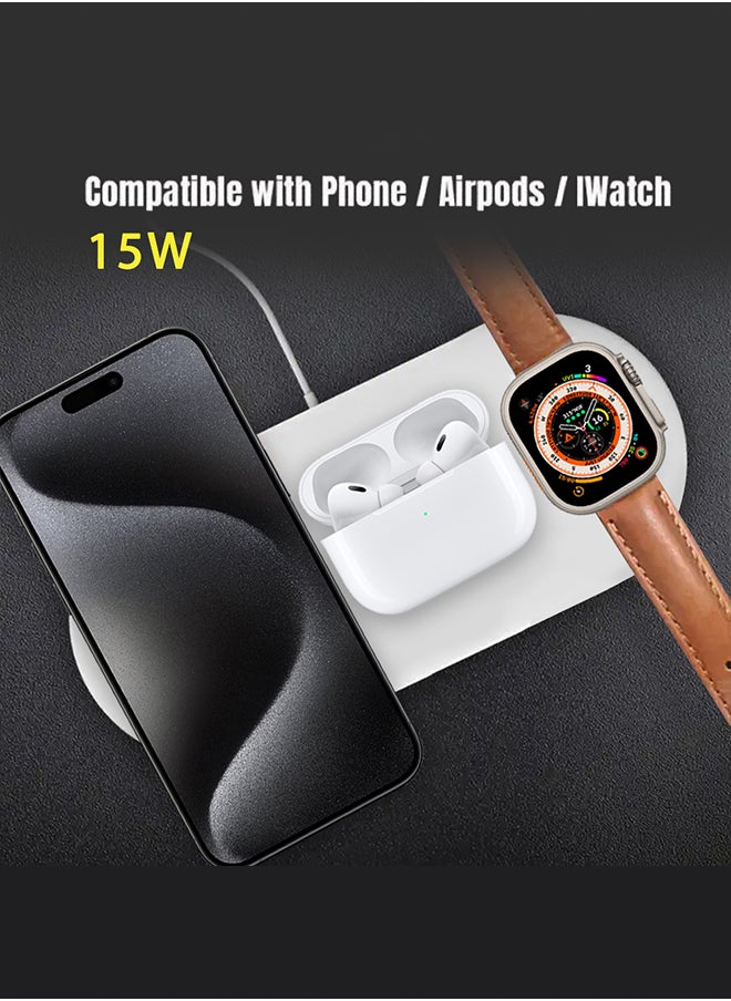 CATANES - iPhone 15 Pro Charging Station 3 in 1 Faster Mag-Safe Qi Wireless Charger Stand Wireless Charging Pad for iPhone 15 for iWatch Ultra2 Ultra 8/7/SE/6/5/4/3/2/1 Pods pro/2/3 - Image 1