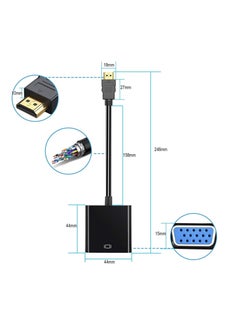 onten HDMI to VGA HDMI to VGA Adapter Gold Plated 1080P Active HDMI to VGA Adapter Video Converter Male to Female PC Laptop/DVD Black  - Image 3